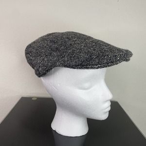 Glen Eske Donegal Ireland Tweed Gray Pure Wool Newsboy Hat Cap Sz Large